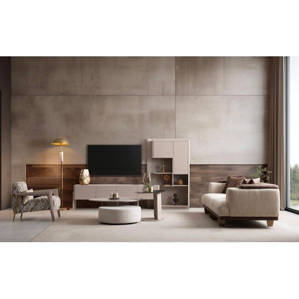 Komplette Wohnzimmer Garnitur 3-Sitzer Couchtisch Hocker Sessel 5Tlg Jvmoebel-image