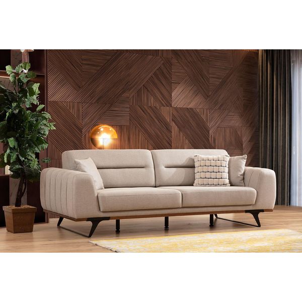 Divano Dreisitzer Beige Divano 3 Sitzer Jvmoebel-image