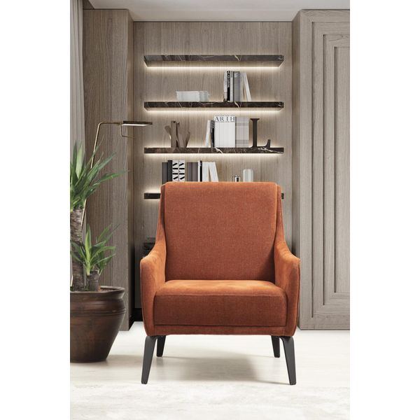 Poltrona Wing Chair Monoposto In Tessuto Arancione Jvmoebel-image