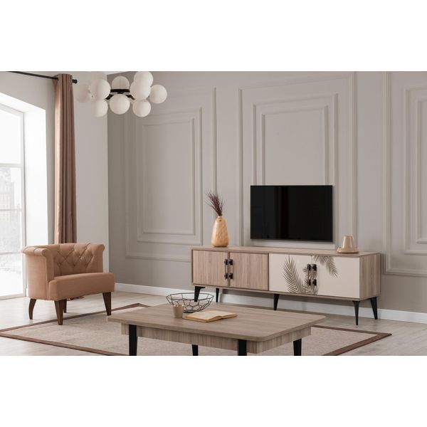 Set Soggiorno Mobile Tv + Tavolino In Legno Marrone Jvmoebel-image