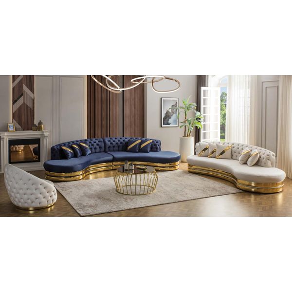 Divani Chesterfield Di Design Divani Semicircolari In Acciaio Inox 4+3 Posti Jvmoebel-image
