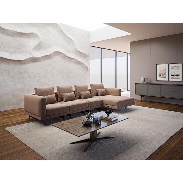 Set Soggiorno Divano Angolare A L + Tavolino Beige 2 Pezzi Jvmoebel-image