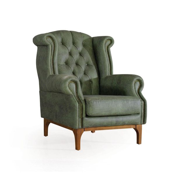 Poltrona Di Lusso Chesterfield Verde Poltrona Imbottita Poltrona Di Design-image