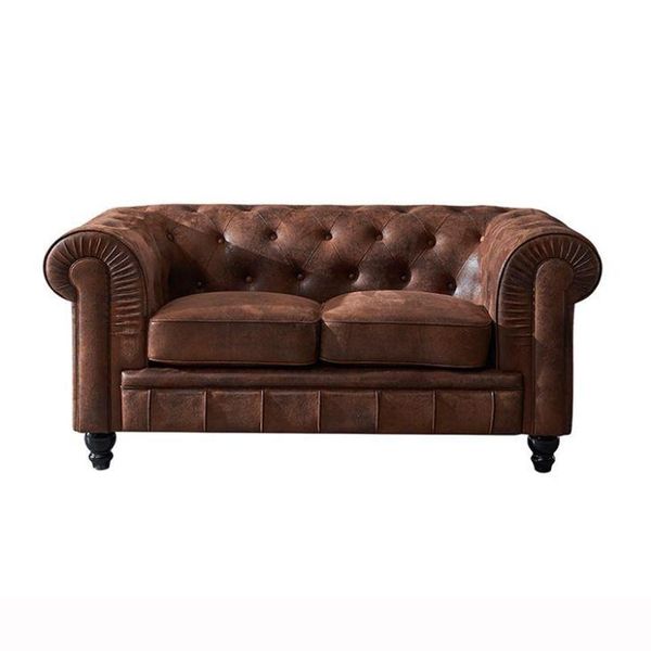 Uomo Club Chesterfield Divano Divano In Pelle 2 Posti Marrone Nuovo Jvmoebel ®-image