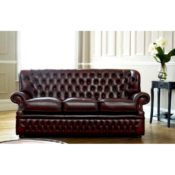 Divano Chesterfield Divano Imbottito Tessuto Pelle Divano Stile Antico Set 3 Posti-image