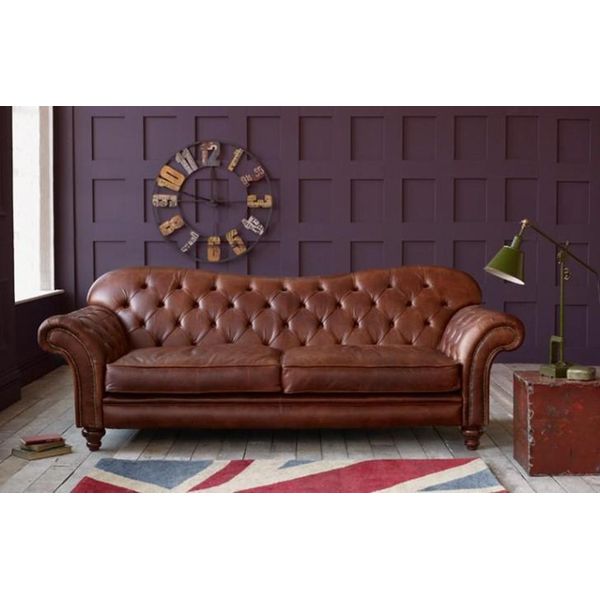 Lusso Chesterfield Soggiorno Divano Marrone Divano Seduta Imbottitura Tessile Divani Nuovo-image