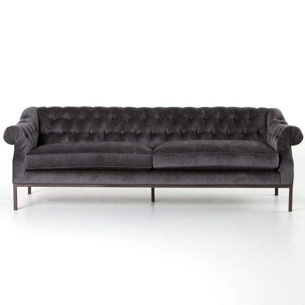 Divano Chesterfield Divano Imbottito Tessuto Pelle Divano Imbottito Set 5 Posti-image