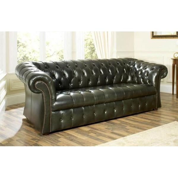 Divano Chesterfield Verde Rivestimento In Tessuto Divano In Pelle Rivestimento Divano 3 Posti In Pelle-image