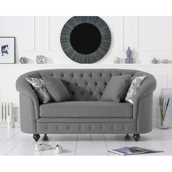 Divano Classico In Tessuto - Divano Chesterfield Grigio In Tessuto 2 Posti Nuovo Jvmoebel ®-image