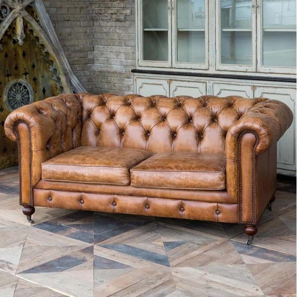 Uomo Club Divano Chesterfield Divano In Pelle 2 Posti Marrone Nuovo Jvmoebel ®-image