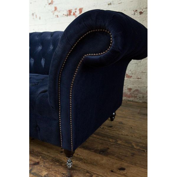 Chesterfield Divano Originale Jvmoebel Divano Tessile Divani Tessuto Blu Nuovo-image