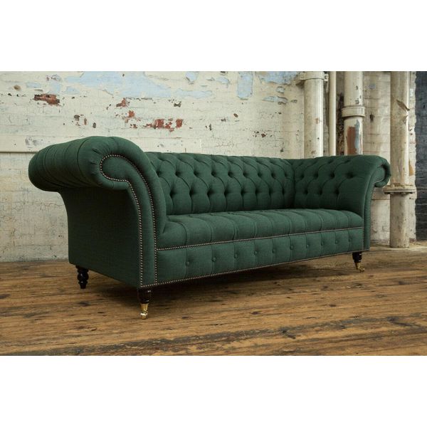 Divano Classico Chesterfield Design Divano A 3 Posti Divano In Velluto Grande 225Cm Pelle-image