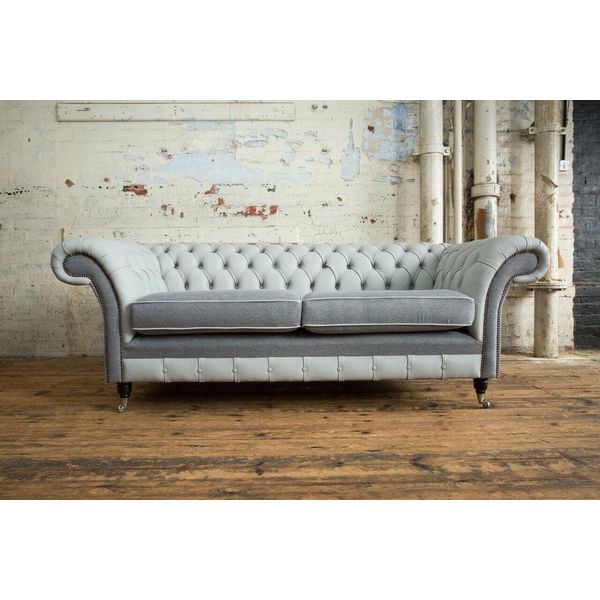 Divano Chesterfield Divano A 3 Posti Divani Divani Soggiorno Design Divano Grigio Nuovo-image