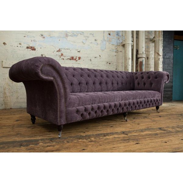 Divano Classico Chesterfield 4 Posti Divani Imbottiti Divani In Pelle Marrone Design-image