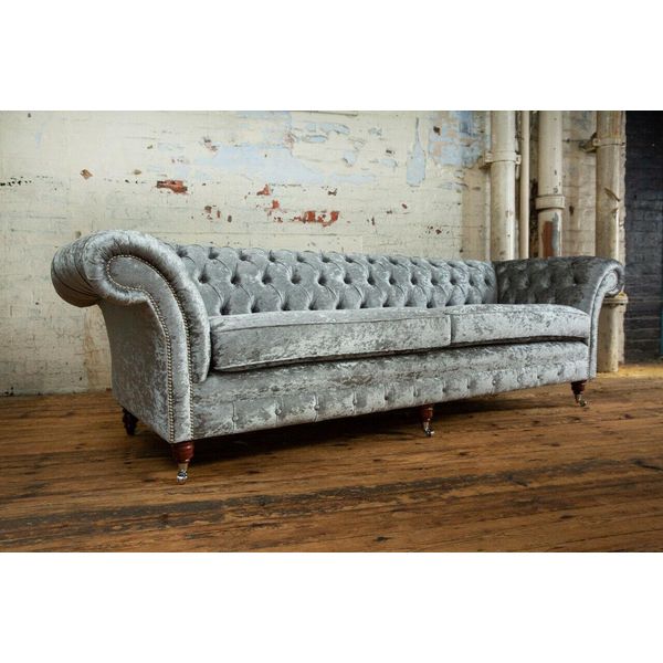 Divano Chesterfield Divano Imbottitura Divani Divani Quattro Posti Tessuto 265Cm Cuscini Seduta-image