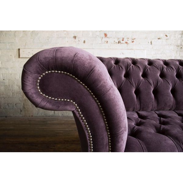 Divano 2 Posti Chesterfield Design Divani Relax Tappezzeria Divani Moderni Viola Nuovo-image