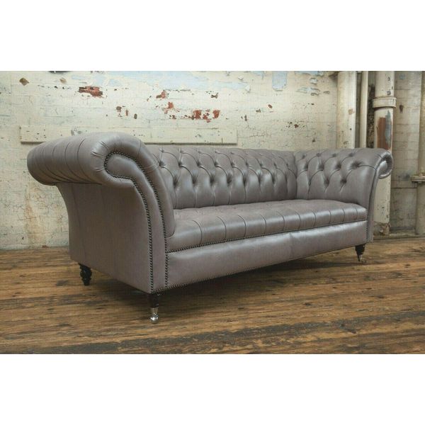 Divano Chesterfield Divano Design Tessile Soggiorno Divani Divani Tre Posti Grigio-image