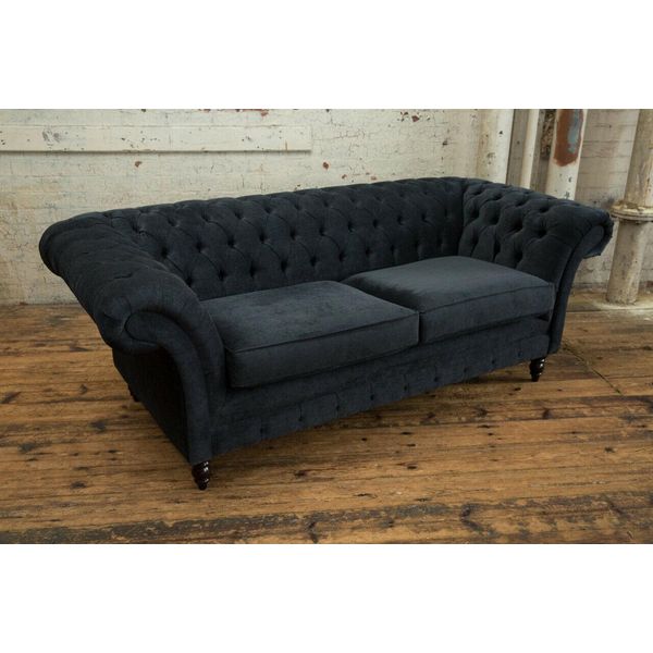 Divano Di Design A 3 Posti Divano Imbottito Di Lusso In Tessuto Classico Divani Chesterfield-image