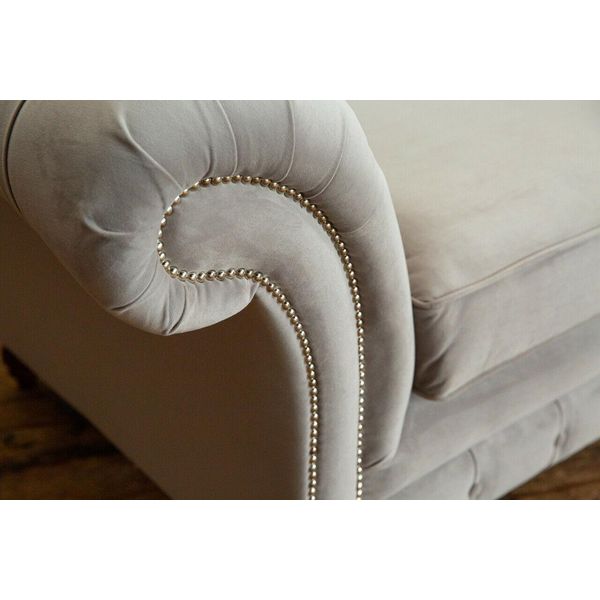 Divano Chesterfield Divano Tappezzato 3 Posti Set Divani Divani Bianco Nuovo-image