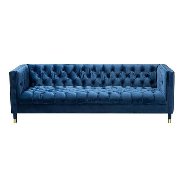 Divano Chesterfield Divani Blu Divani In Tessuto Divani Creativi Mobili 4 Posti Nuovo-image