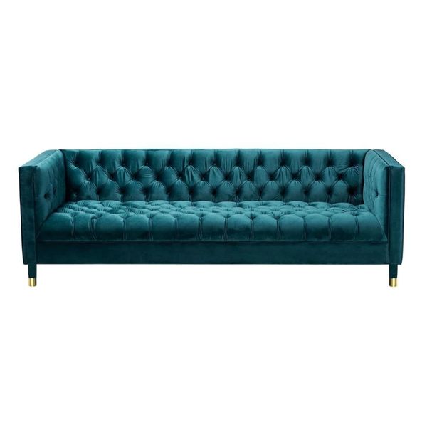 Divano Chesterfield Blu Divani In Tessuto Divano Mobili 4 Posti Xxl Grande Nuovo-image