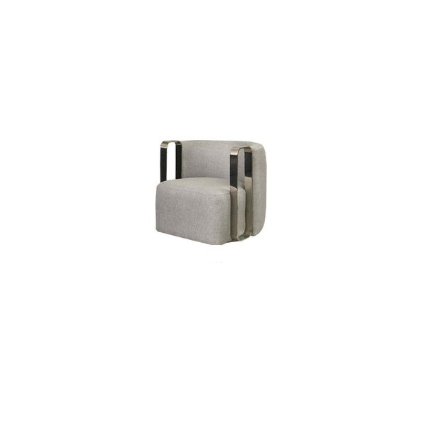 Poltrona Moderna Monoposto In Tessuto Soggiorno Grigio Imbottito Poltrona Design-image