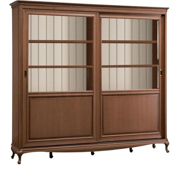 Libreria Credenza Mobili Classici Scaffali Vetrinetta In Legno Armadio-image