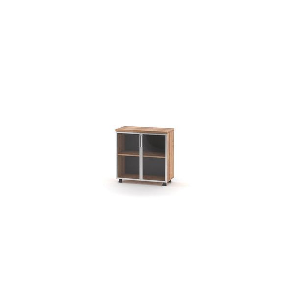 Armadio Per Archiviazione Con Ante In Vetro Ripiano A Intarsio Marrone Unicoloured Studio-image