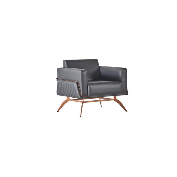Poltrona Nero Unicolore Design Moderno 1 Posto Studio Acciaio Inox-image