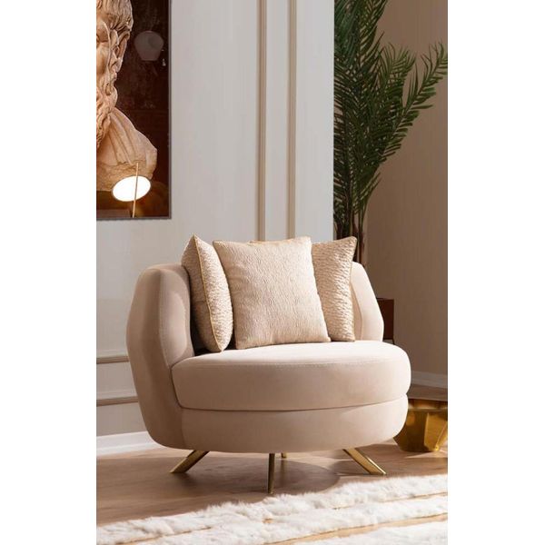 Poltrona Imbottita Di Lusso Soggiorno Poltrona Monoposto Tessile Lounge Ristorante-image