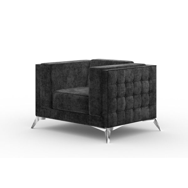 Poltrona Chesterfield Divano 1 Posto Tessuto Tessuto Divano Tappezzeria Nuovo Televisore-image