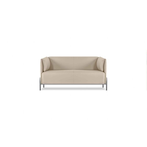 Divano 2 Posti Beige Unicolore Design Moderno Stile Studio Soggiorno-image