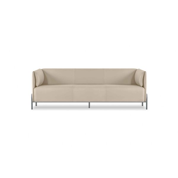 Set Studio Divano 3 Posti Beige Design Moderno Cuscini Soggiorno-image