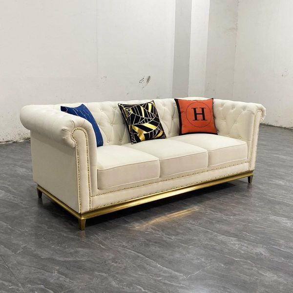 Divano Chesterfield Tessile Divano 3 Posti Seduta Divani Divani Tappezzeria Nuovo-image