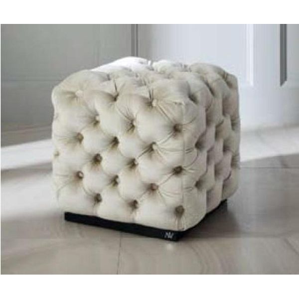 Sgabello Poggiapiedi Poliestere Soggiorno Tessuto Bianco Seduta Di Lusso Mobili Chesterfield-image