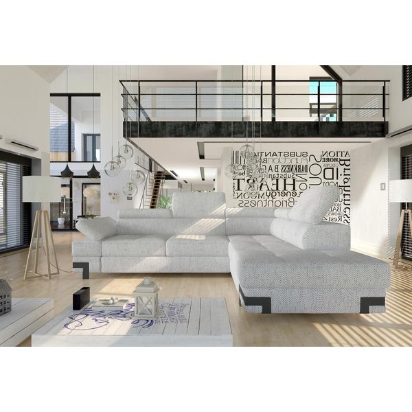 Divano Ad Angolo In Tessuto Grigio Divano A L Divano Design Divano Imbottito Tessuto Divani Moderni-image