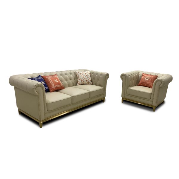 Set Di Divani Classici Chesterfield 3+2+1 Posti Mobili Imbottiti Divani Nuovi-image