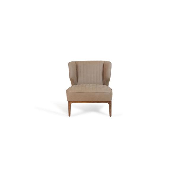 Poltrona Beige Seduta Di Design Divano Soggiorno Moderno Mobili Imbottiti Nuovo-image