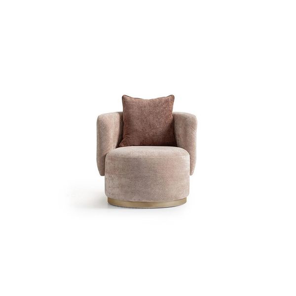 Poltrona Relax Poltrona Moderna In Tessuto Imbottito Beige Design Monoposto-image