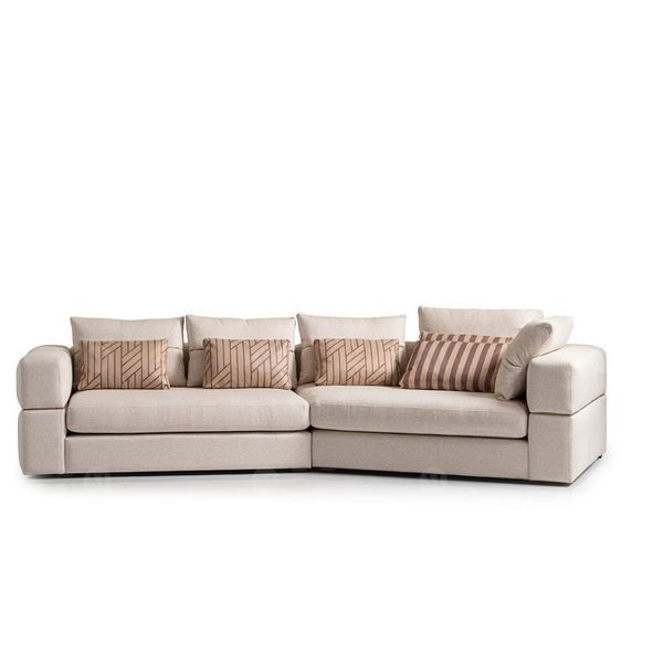 Divano Ad Angolo Divano In Tessuto Divano Imbottito Divano Beige Divani Design Soggiorno Moderno-image