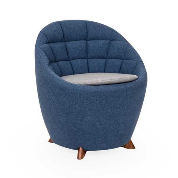 Poltrona Tonda Blu Di Design Imbottita Salotto Monoposto 1 Posto Nuovo-image
