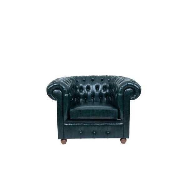 Chesterfield Verde Scuro Poltrona Salotto Salotto Televisione Monoposto-image