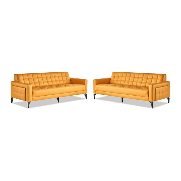 Set Di Divani Giallo Divani A 3 Posti Divani Chesterfield In Pelle Divani Moderni In Pelle Acciaio Inox-image