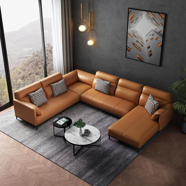 Soggiorno Divano Angolare Design Divano Angolare Mobili Imbottiti In Pelle Divano Zona Giorno-image