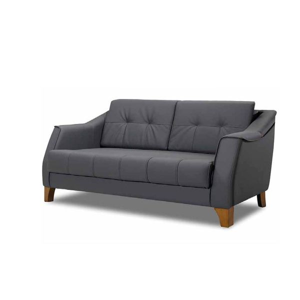 Soggiorno Divano A 2 Posti In Pelle Grigio Legno Design Moderno A Due Posti-image
