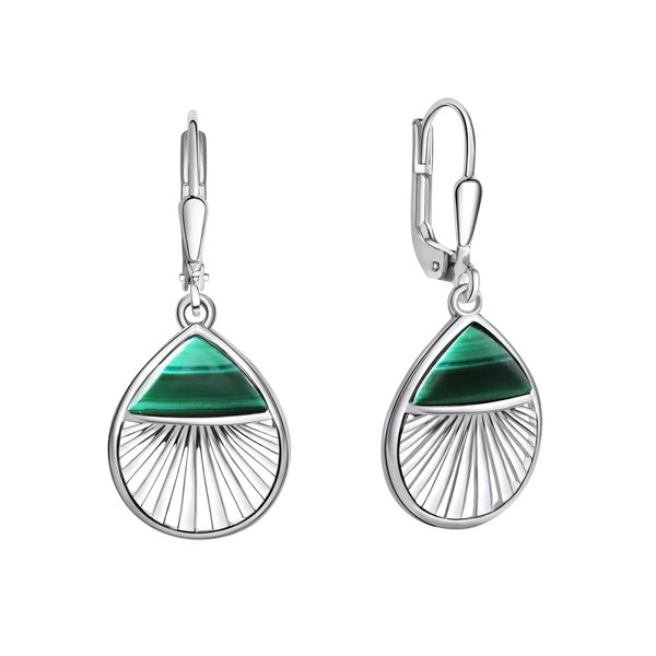 Paar OhrhäNger Zeeme "925/- Sterling Silber Rhodiniert Malachit", Weiß (Weiß, GrüN), Ohrringe, Damen, One-Size, Silber 925 (Sterlingsilber)-image