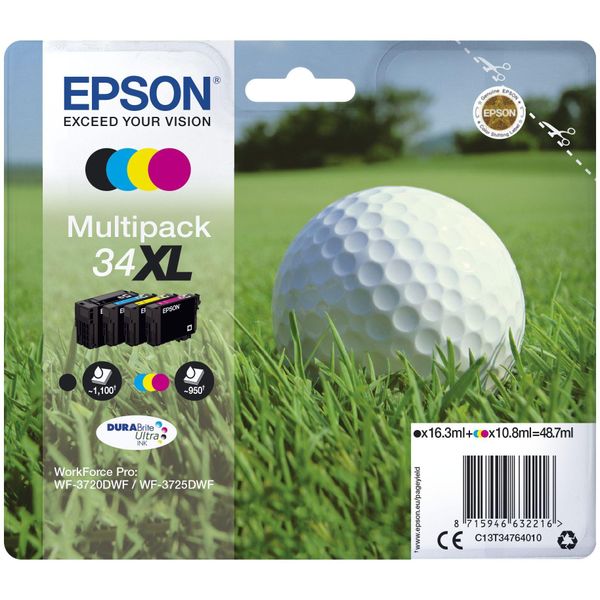 Epson 34XL - Confezione Da 4 - Xl - Nero, Giallo, Ciano, Magenta - Originale - Blister-image