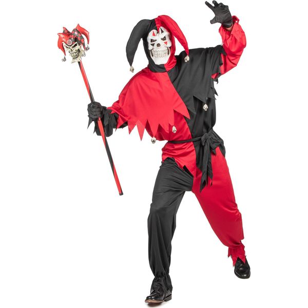 Costume Da Giullare Malvagio Rosso/Nero - Plus Size, Taglia:Xxl-image