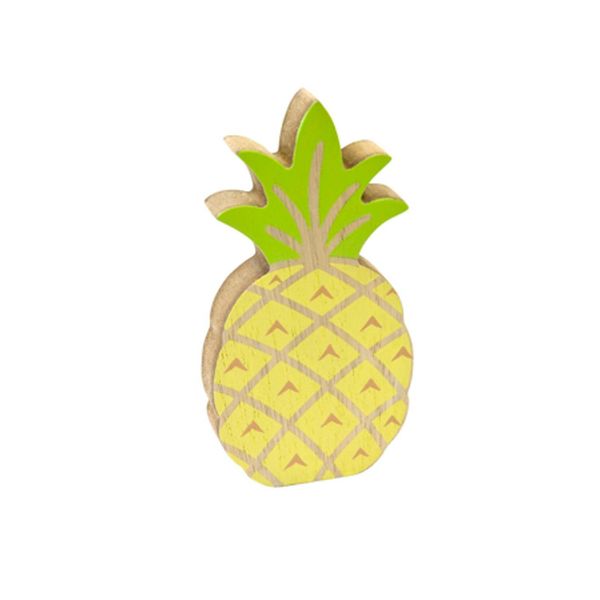 Ananas In Legno Decorazione Da Tavola Per Feste Estive Giallo-Verde 12 Cm - Taglia Unica-image