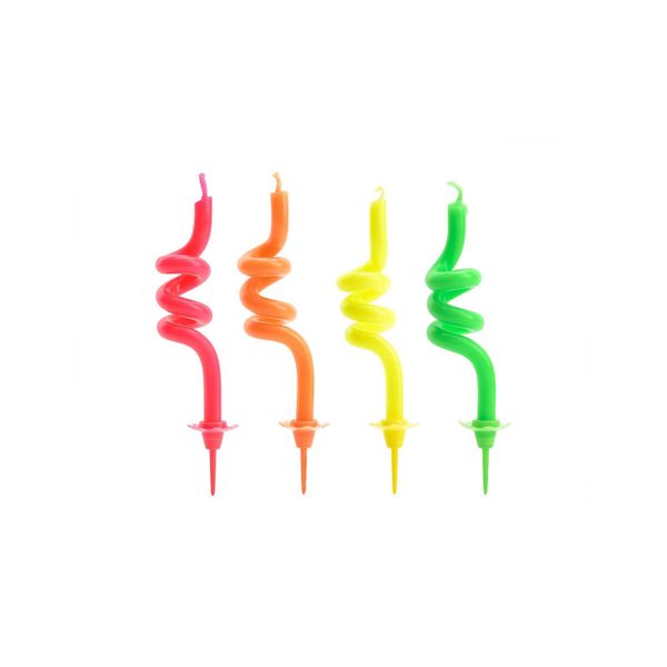 Candele Di Compleanno A Spirale 4 Pezzi Colorati Da 8 Cm - Taglia Unica-image